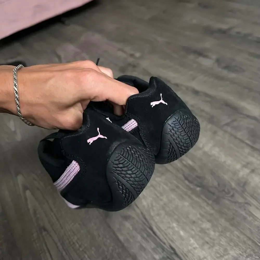 Cute Black Pink Suede Slim Sporty Puma Speedcat Low Top Driving Shoe Sneaker
